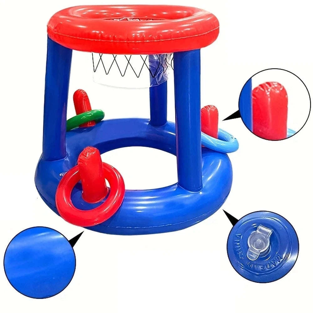 Blue Inflatable Basketball Rack for Pool Toss Games-Blue