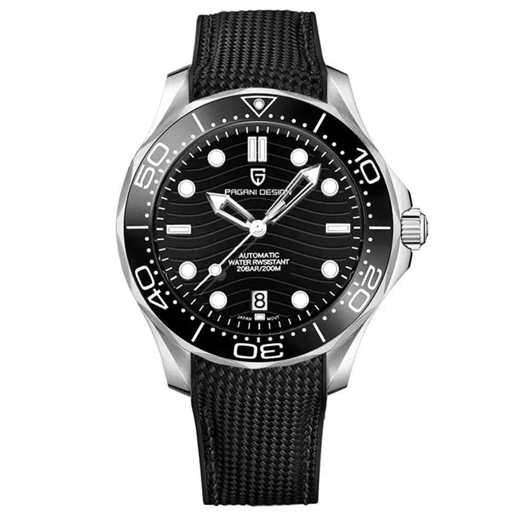 Blue Wave Dial Automatic Diver Watch with Sapphire Crystal-Rose Gold Green 2 / france