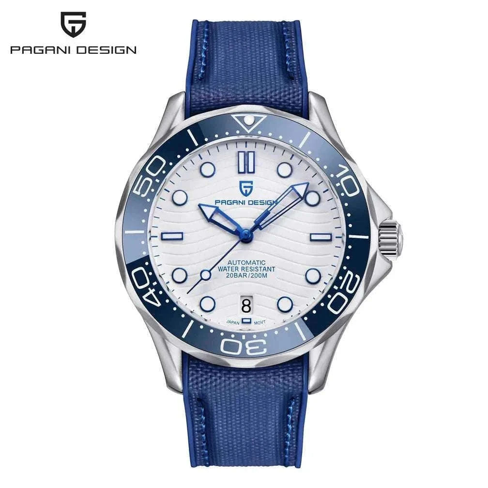 Blue Wave Dial Automatic Diver Watch with Sapphire Crystal-Rose Gold Green 2 / france