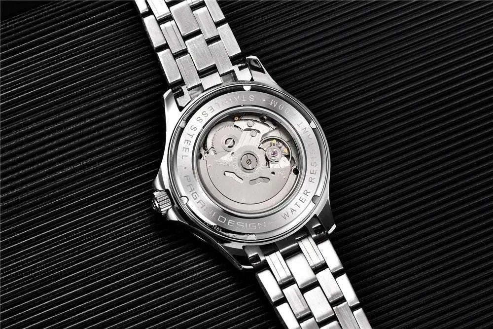 Blue Wave Dial Automatic Diver Watch with Sapphire Crystal-Rose Gold Green 2 / france