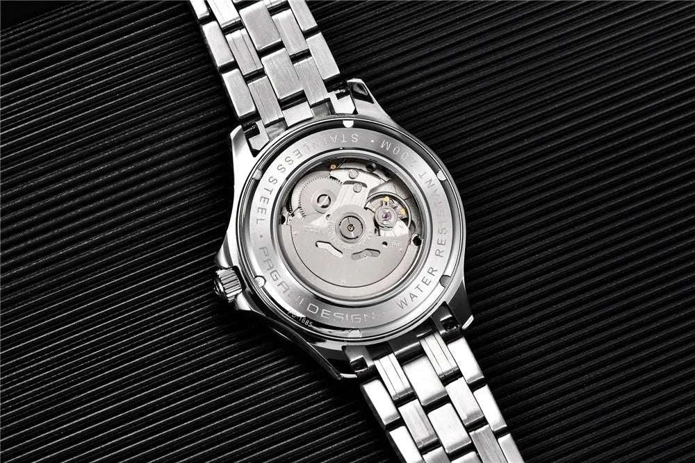 Blue Wave Dial Automatic Diver Watch with Sapphire Crystal-Rose Gold Green 2 / france