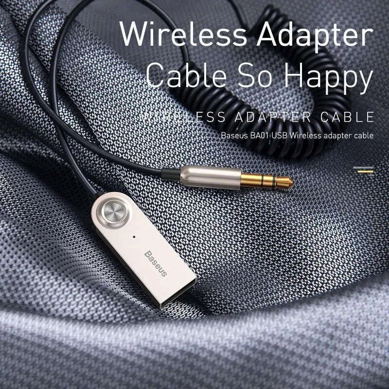 Bluetooth 5.0 AUX Car Adapter Cable 3.5mm Wireless Audio Receiver-Black