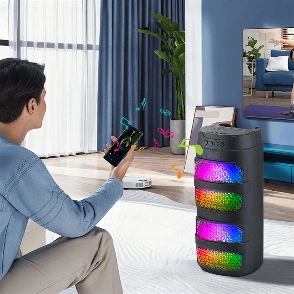 Bluetooth 5.0 Portable Speaker with Dual 4" Stereo & LED Lights-4" / United States