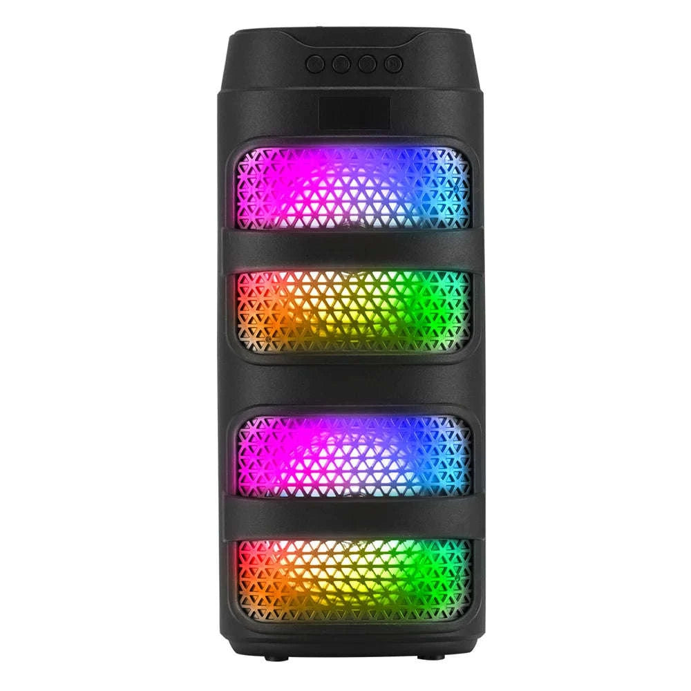 Bluetooth 5.0 Portable Speaker with Dual 4" Stereo & LED Lights-4" / United States