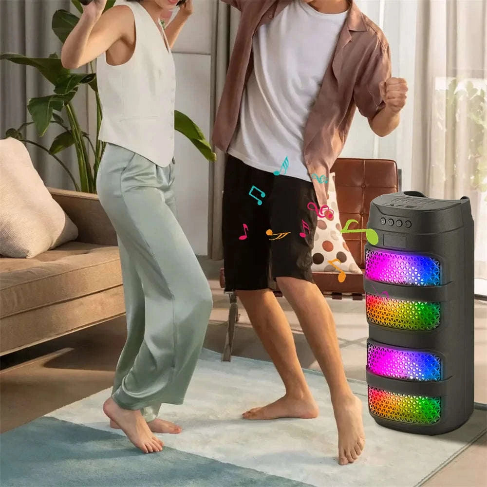Bluetooth 5.0 Portable Speaker with Dual 4" Stereo & LED Lights-4" / United States