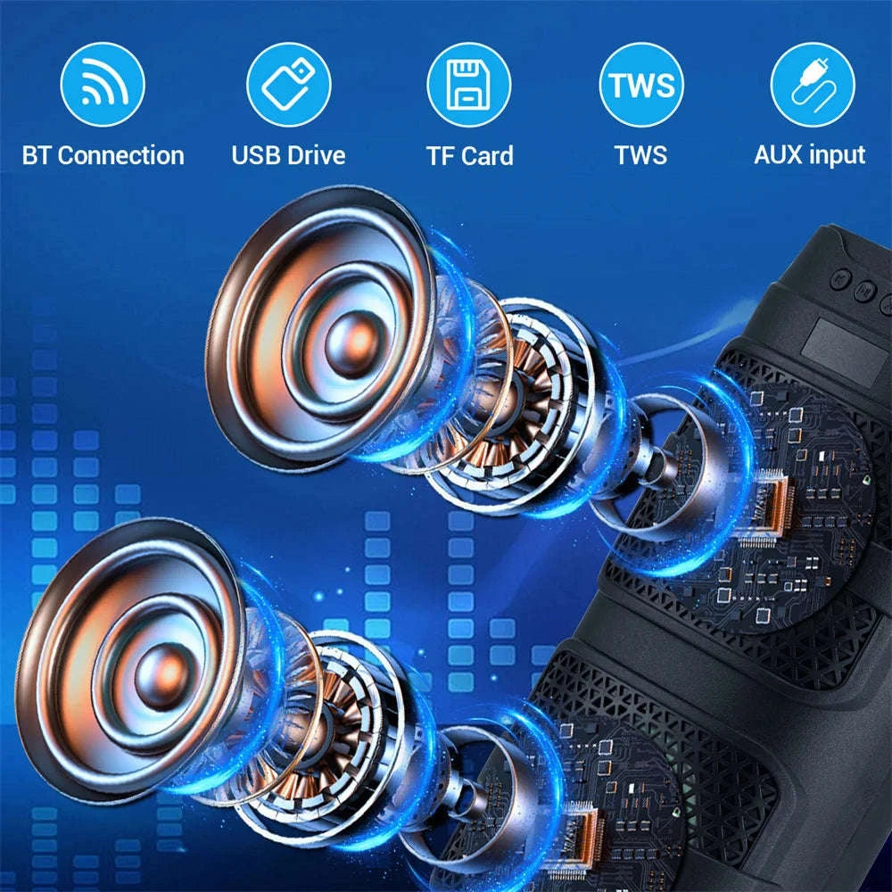Bluetooth 5.0 Portable Speaker with Dual 4" Stereo & LED Lights-4" / United States