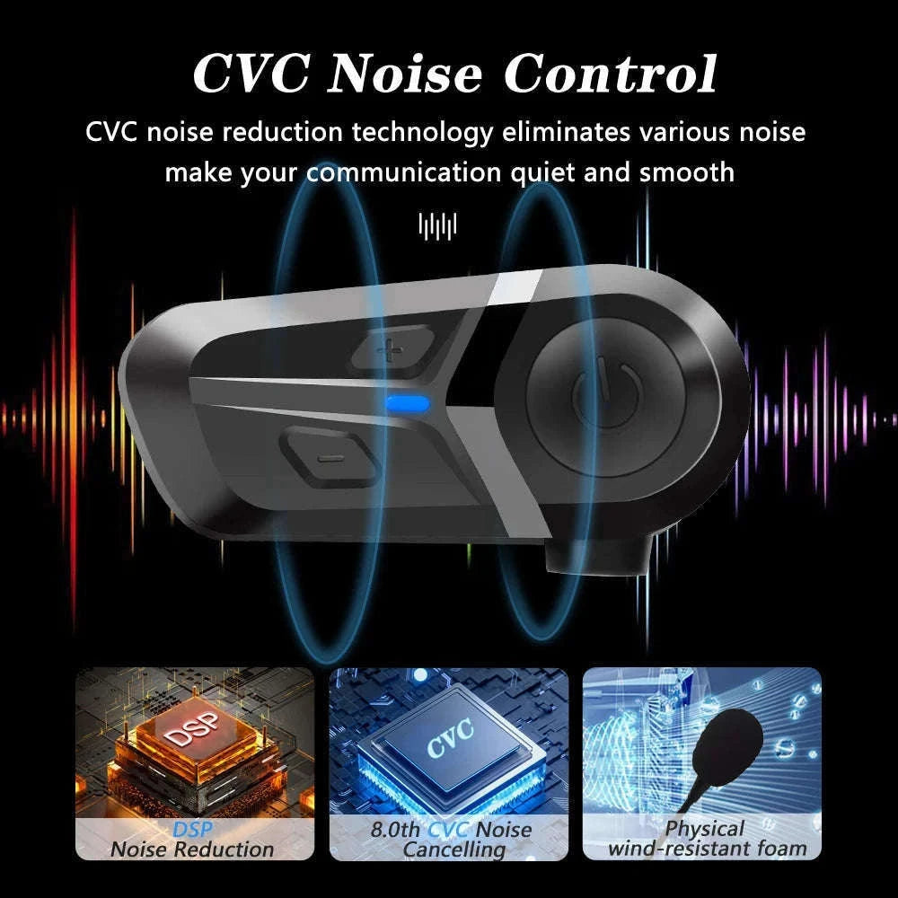 Bluetooth 5.3 Motorcycle Helmet Headset for Clear Riding Audio-Headset Hard Micro