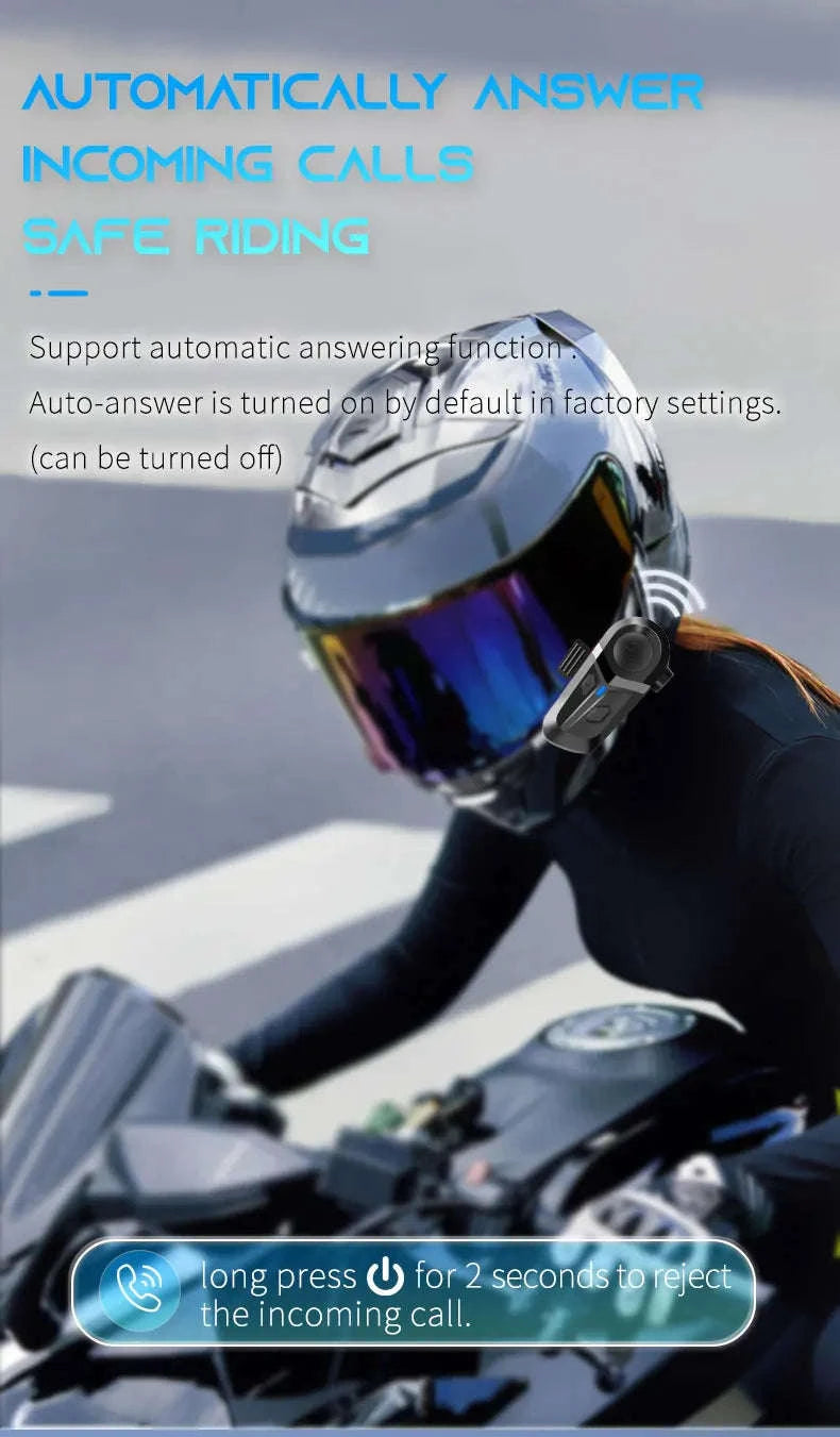 Bluetooth 5.3 Wireless Motorcycle Helmet Headset-Headset Hard Micro