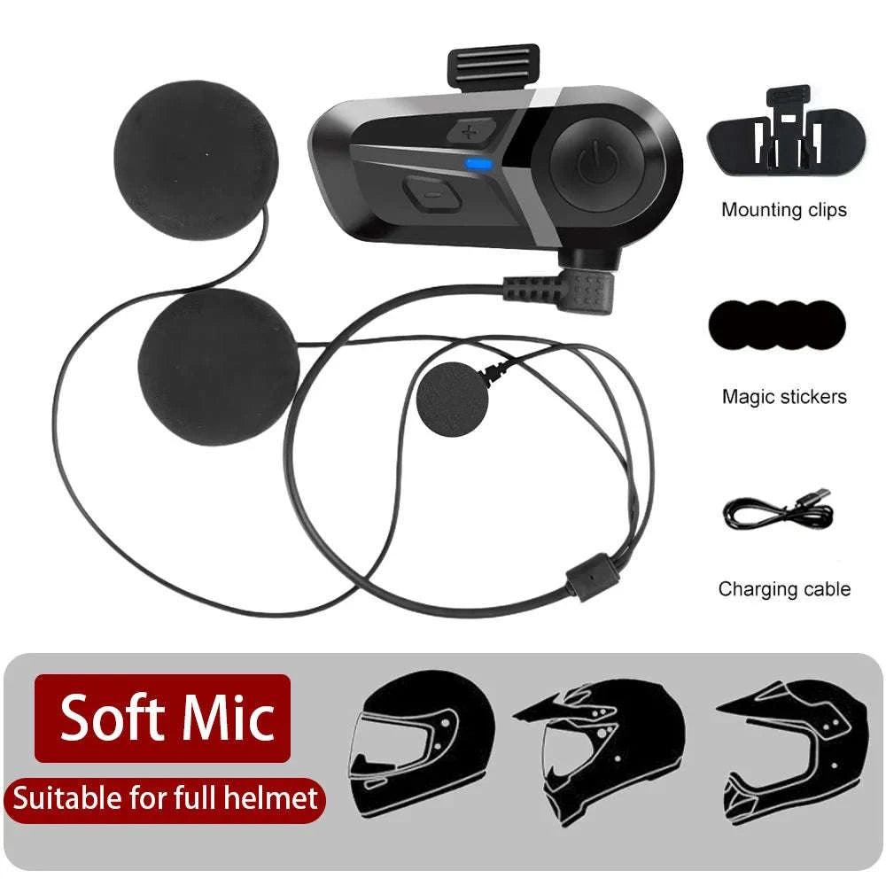 Bluetooth 5.3 Wireless Motorcycle Helmet Headset-Headset Hard Micro