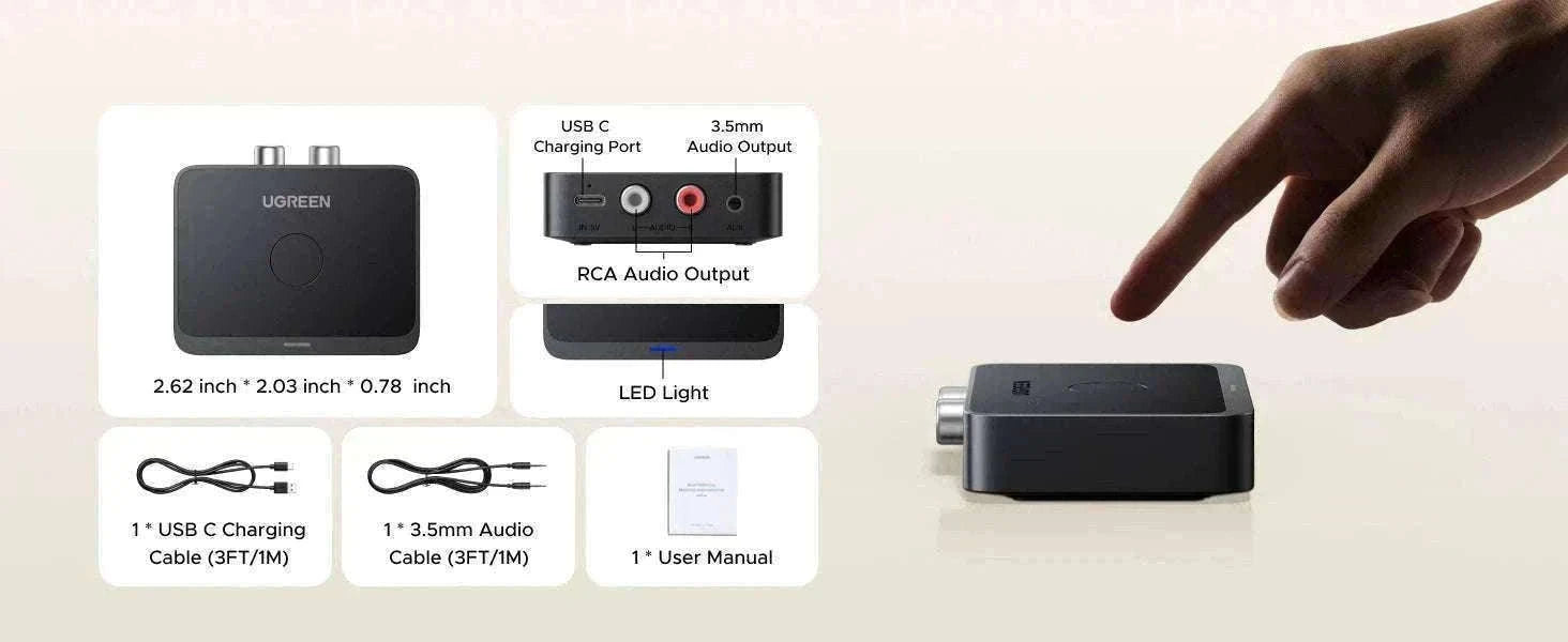 Bluetooth 6.0 AUX Receiver 3.5mm & RCA LDAC Audio Adapter-Bluetooth receiver / China Mainland