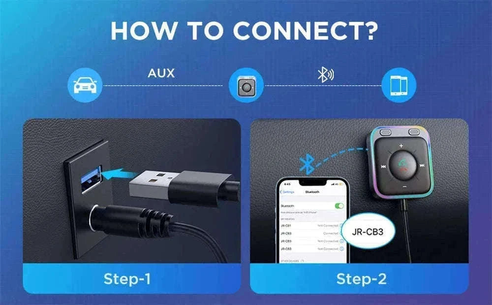 Bluetooth Car Adapter with Dual Mic for Clear Calls and Audio-Black / CHINA