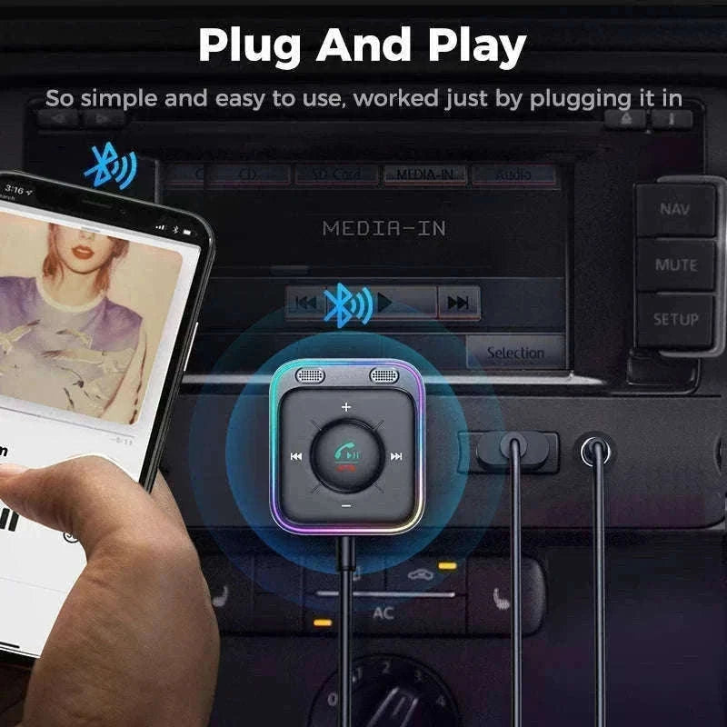 Bluetooth Car Adapter with Dual Mic for Clear Calls and Audio-Black / CHINA