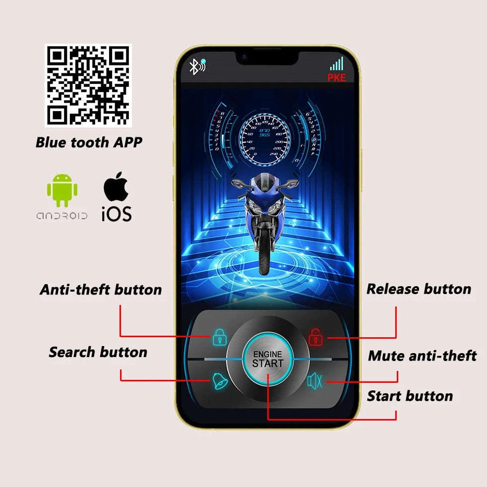 Bluetooth Motorcycle Anti-Theft Alarm with PKE Sensing and App Control-026LY ZZ