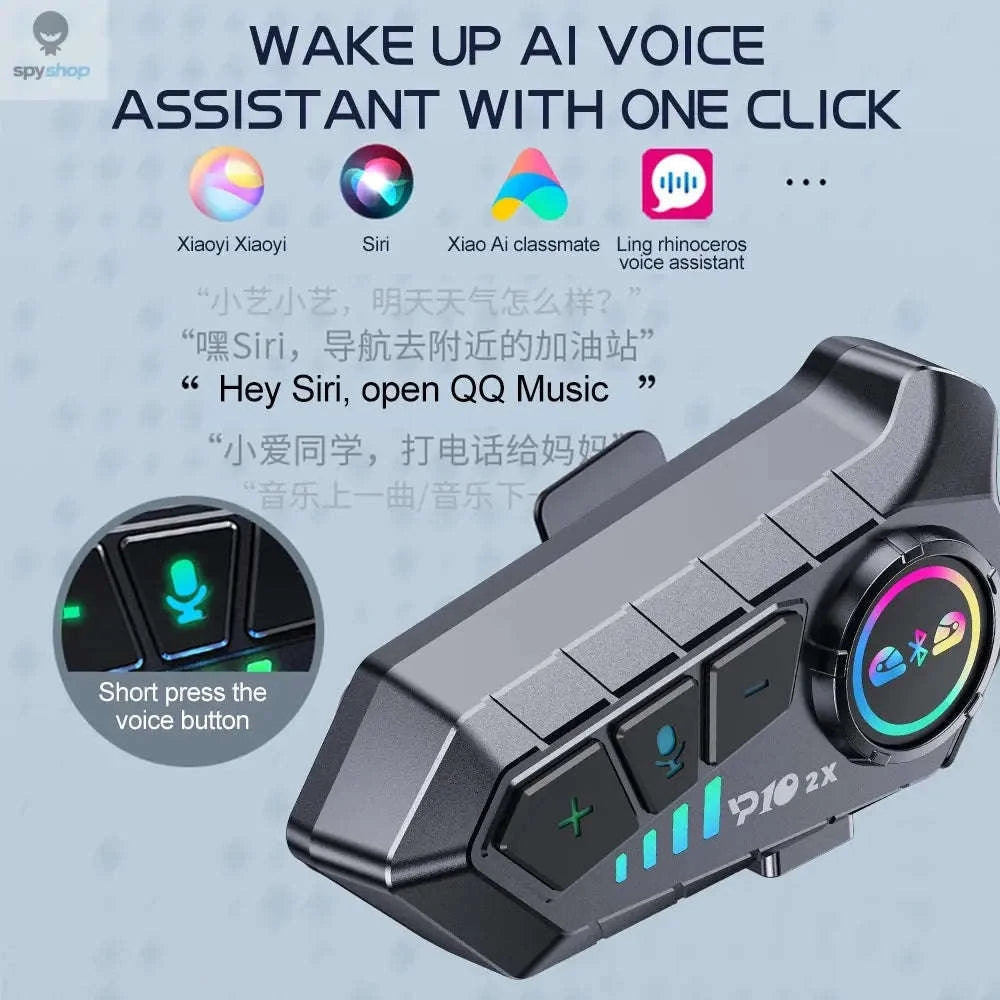 Bluetooth Motorcycle Helmet Intercom – V5.3 Headset with Long-Lasting Battery and Waterproof Design-Soft Microphone / CN