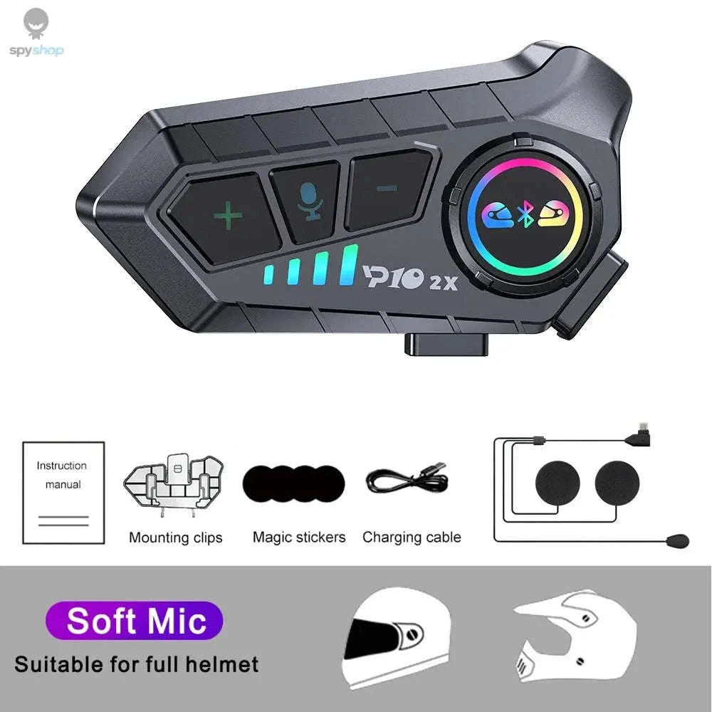 Bluetooth Motorcycle Helmet Intercom – V5.3 Headset with Long-Lasting Battery and Waterproof Design-Soft Microphone / CN