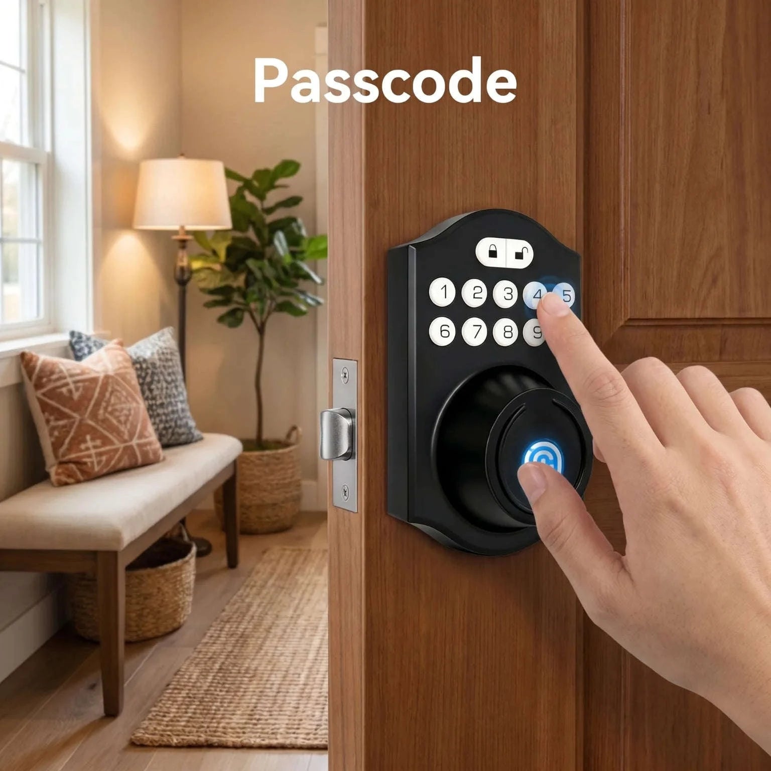 Bluetooth Smart Deadbolt Lock with Fingerprint Passcode App Remote Temporary Code Auto Lock Keyless Entry Front Door Lock for House Airbnb-United States