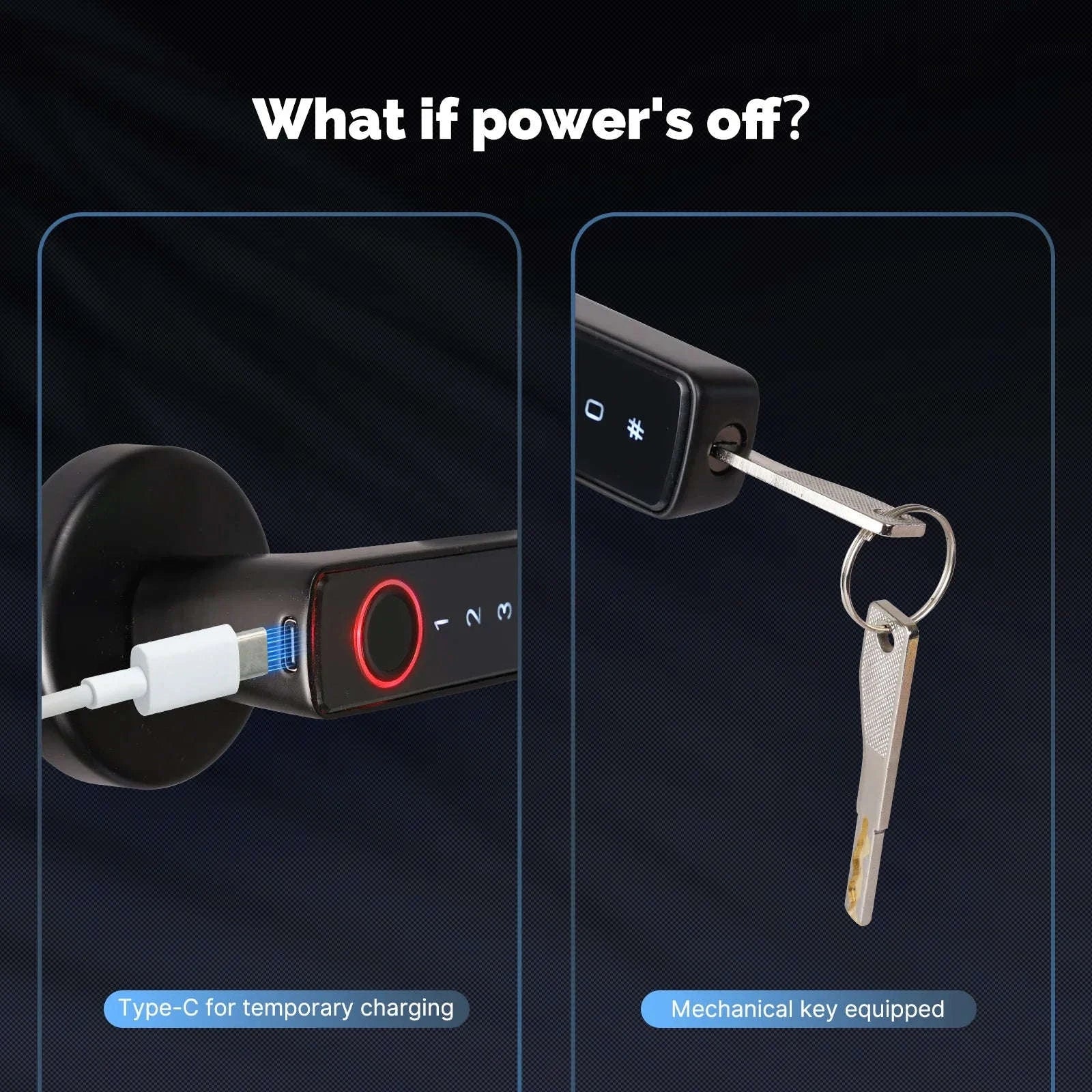 Bluetooth Smart Fingerprint Door Handle Lock with Password and App Remote Unlock-Fingerprint Lock / 2 PCS / United States