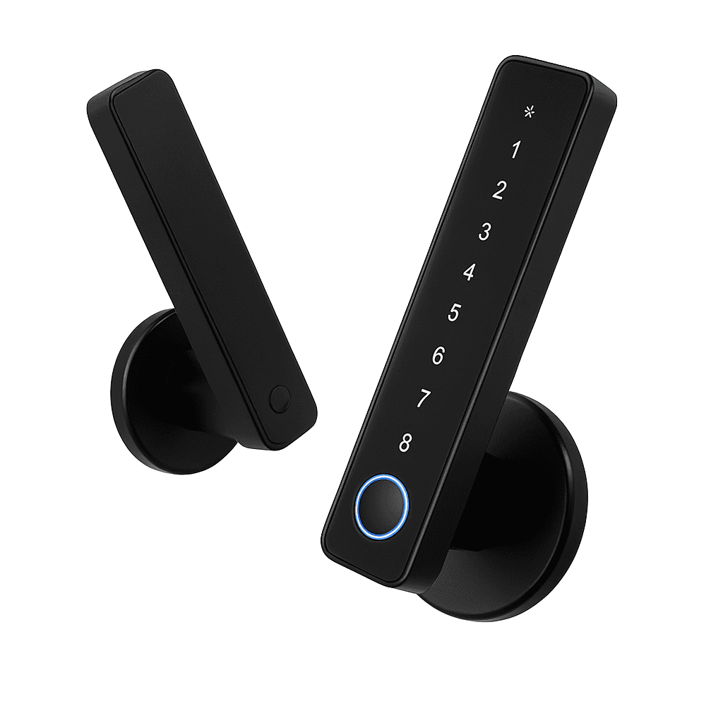 Bluetooth Smart Fingerprint Door Handle Lock with Password and App Remote Unlock-Fingerprint Lock / 2 PCS / United States