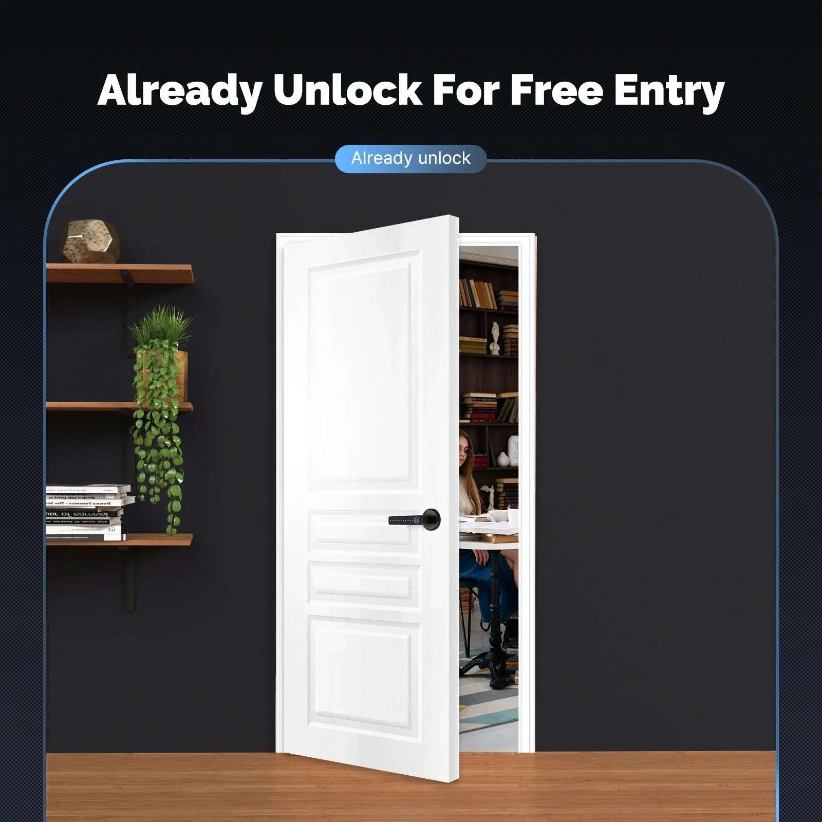 Bluetooth Smart Fingerprint Door Handle Lock with Password and App Remote Unlock-Fingerprint Lock / 2 PCS / United States