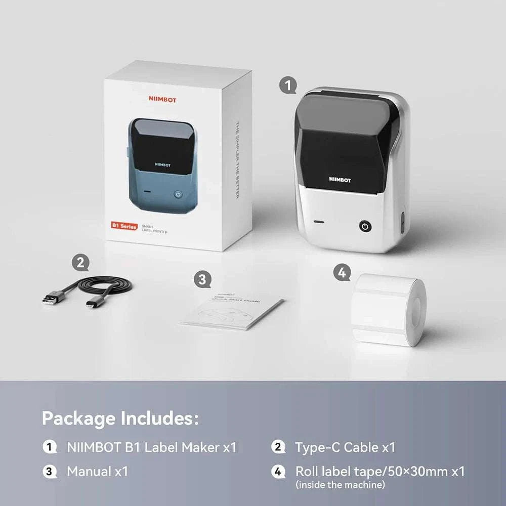 Bluetooth Thermal Label Printer B1 Wireless Barcode & Sticker Maker-D BL-34mm-3Roll / China Mainland