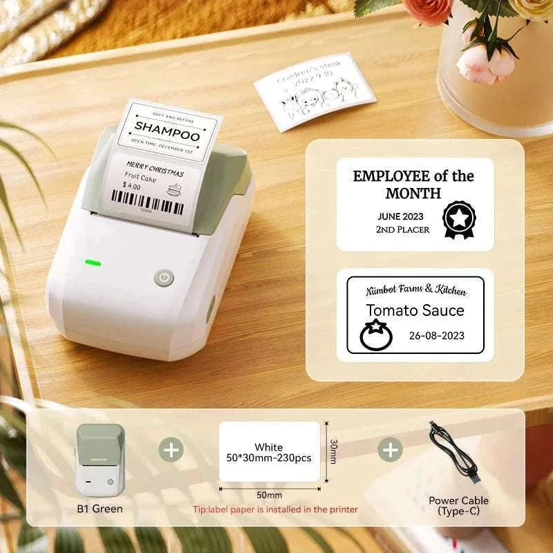 Bluetooth Thermal Label Printer B1 Wireless Barcode & Sticker Maker-D BL-34mm-3Roll / China Mainland