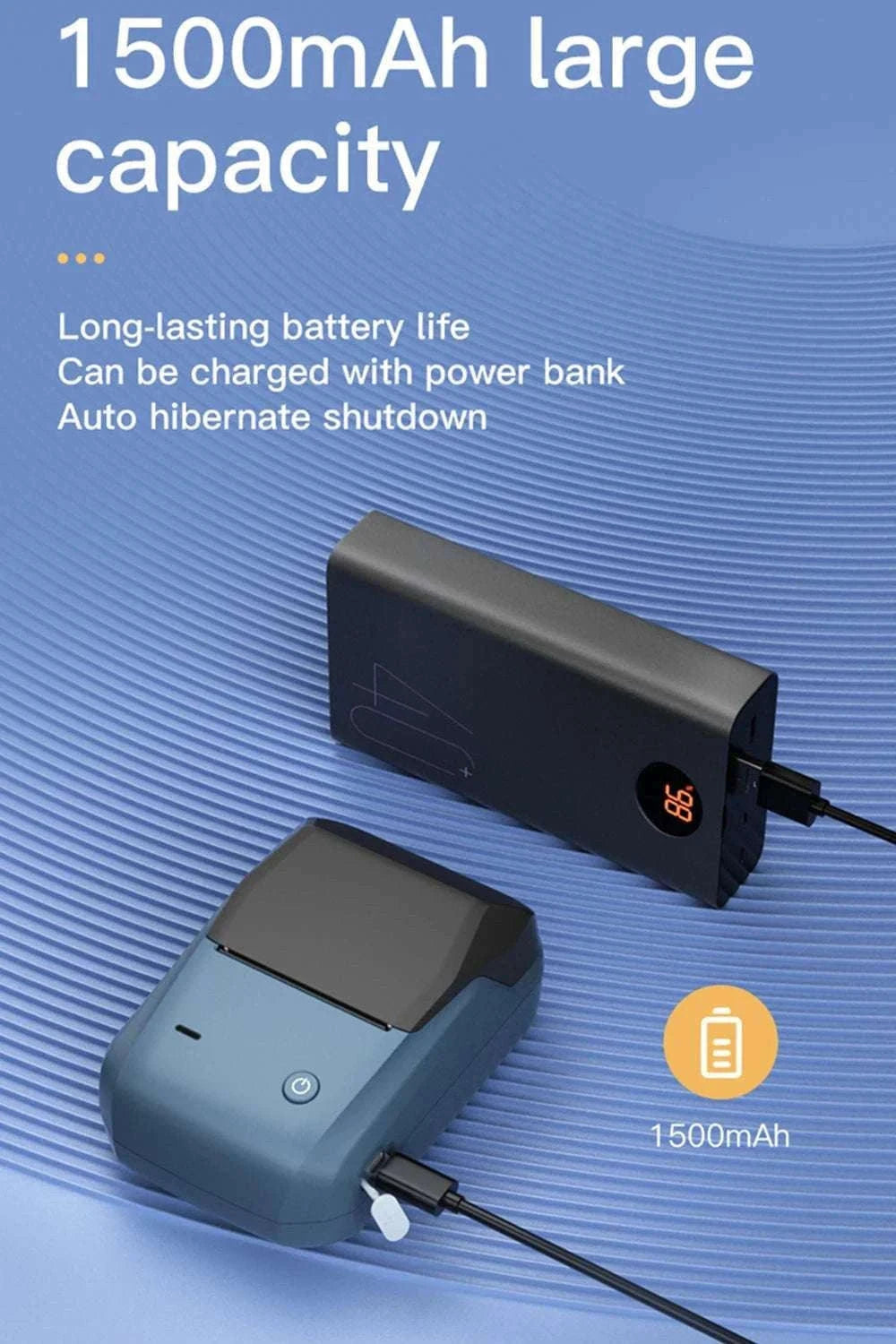 Bluetooth Thermal Label Printer B1 Wireless Barcode & Sticker Maker-D BL-34mm-3Roll / China Mainland