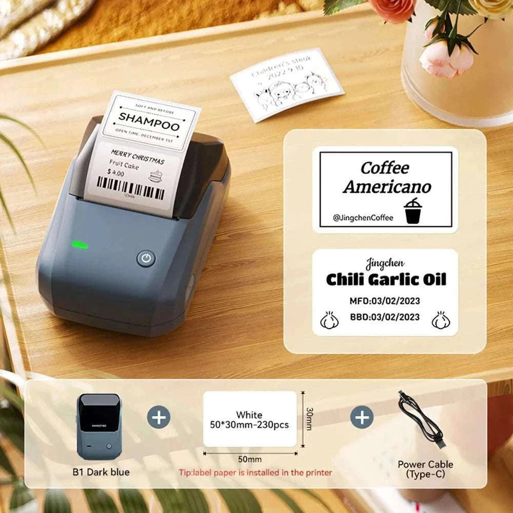 Bluetooth Thermal Label Printer B1 Wireless Barcode & Sticker Maker-D BL-34mm-3Roll / China Mainland