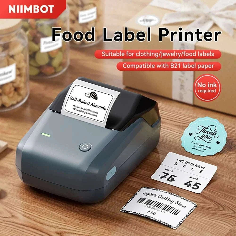 Bluetooth Thermal Label Printer B1 Wireless Barcode & Sticker Maker-D BL-34mm-3Roll / China Mainland