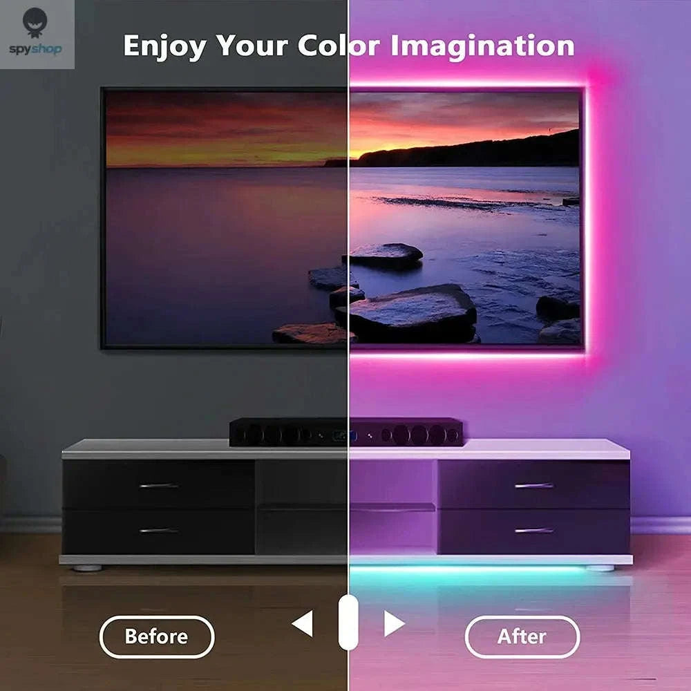 Bluetooth USB LED Strip Lights – RGB Mood Lighting for TVs and Desktops-Bluetooth IR / 5m