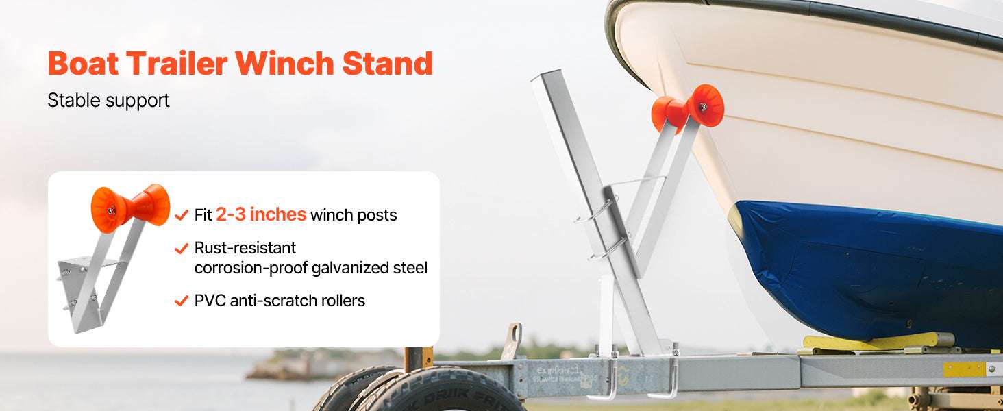 Boat Trailer Winch Stand with Roller for 2–3 Inch Posts-Silver / france