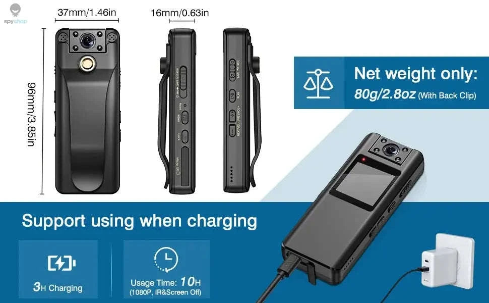 BOBLOV A22 Mini Body Camera – 1080P Recording, Rotating Lens, Night Vision-Camera Only