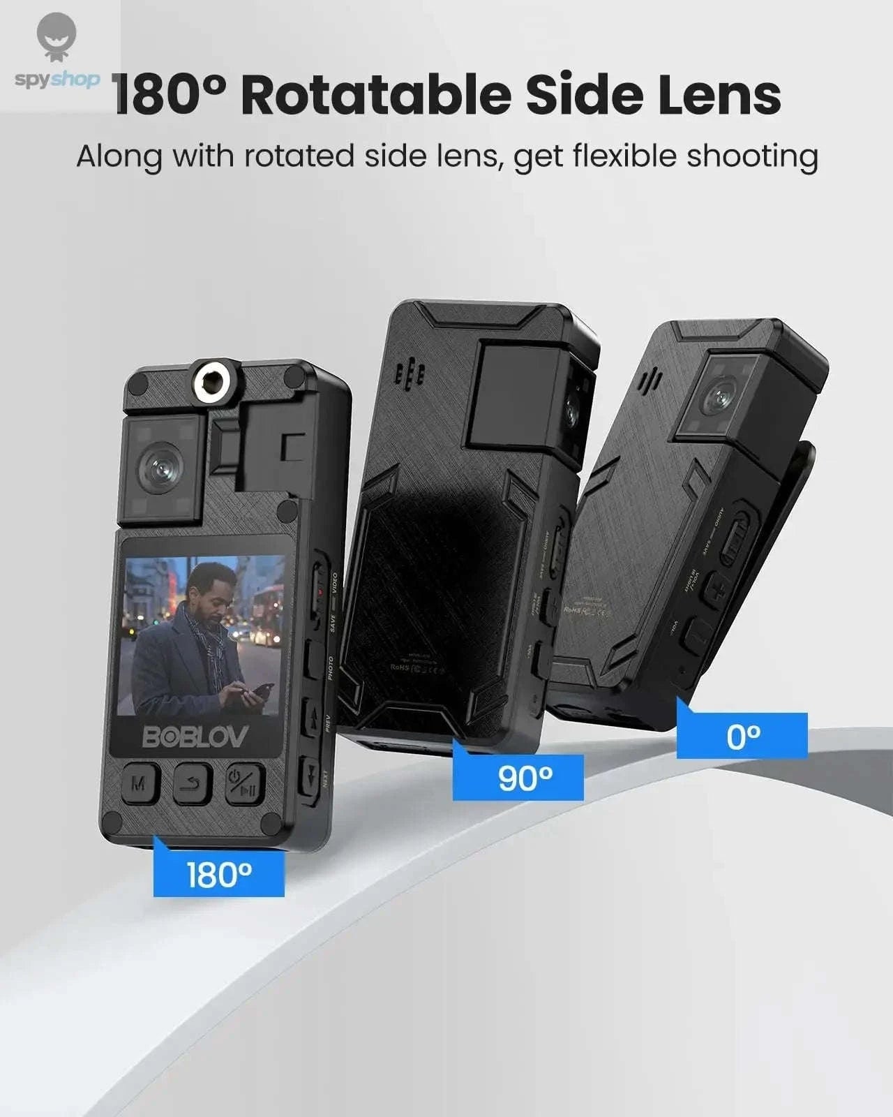 BOBLOV A24 Mini Action Camera – 1296P Video, 180° Lens, Night Vision-Camera 128GB