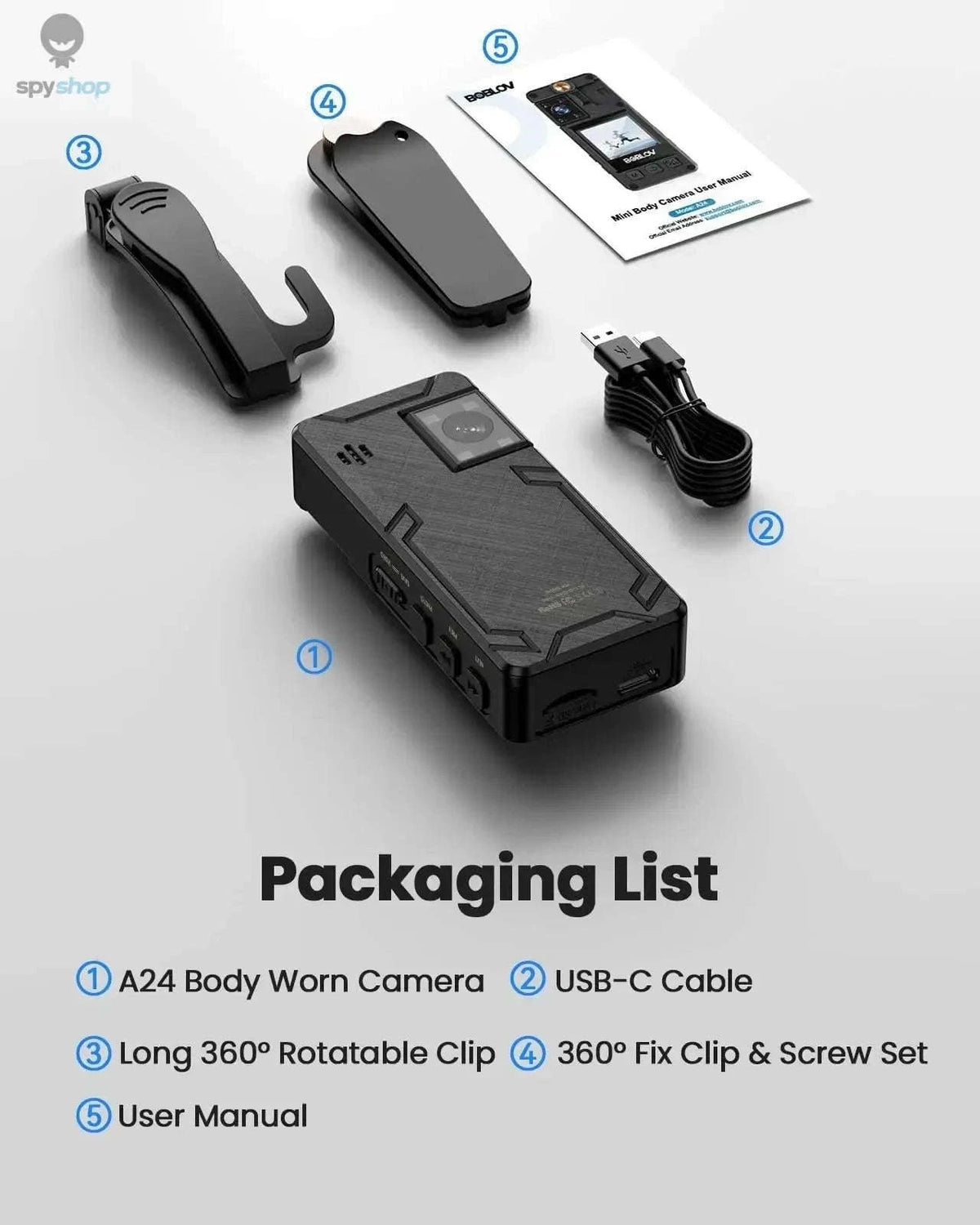 BOBLOV A24 Mini Action Camera with 1296P Video and Night Vision-Camera only