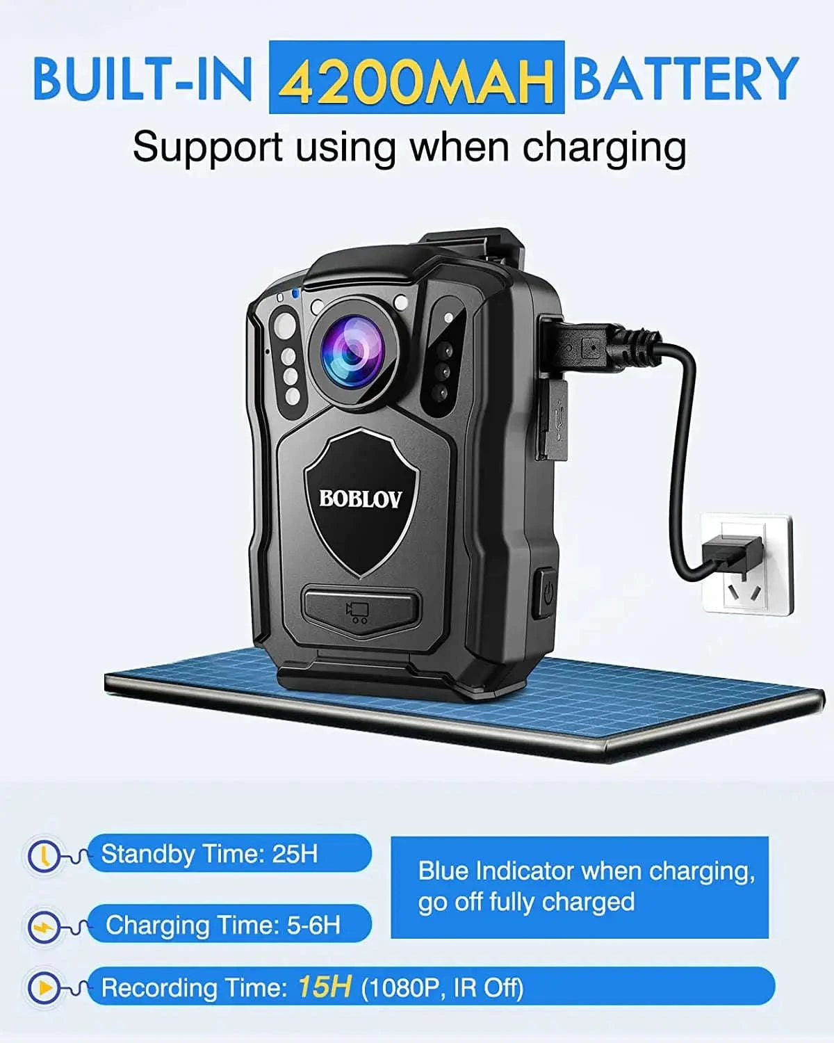 BOBLOV M5 Body Camera – 1440P Recording, Long Battery, Rugged Design-Built in 64GB / CHINA