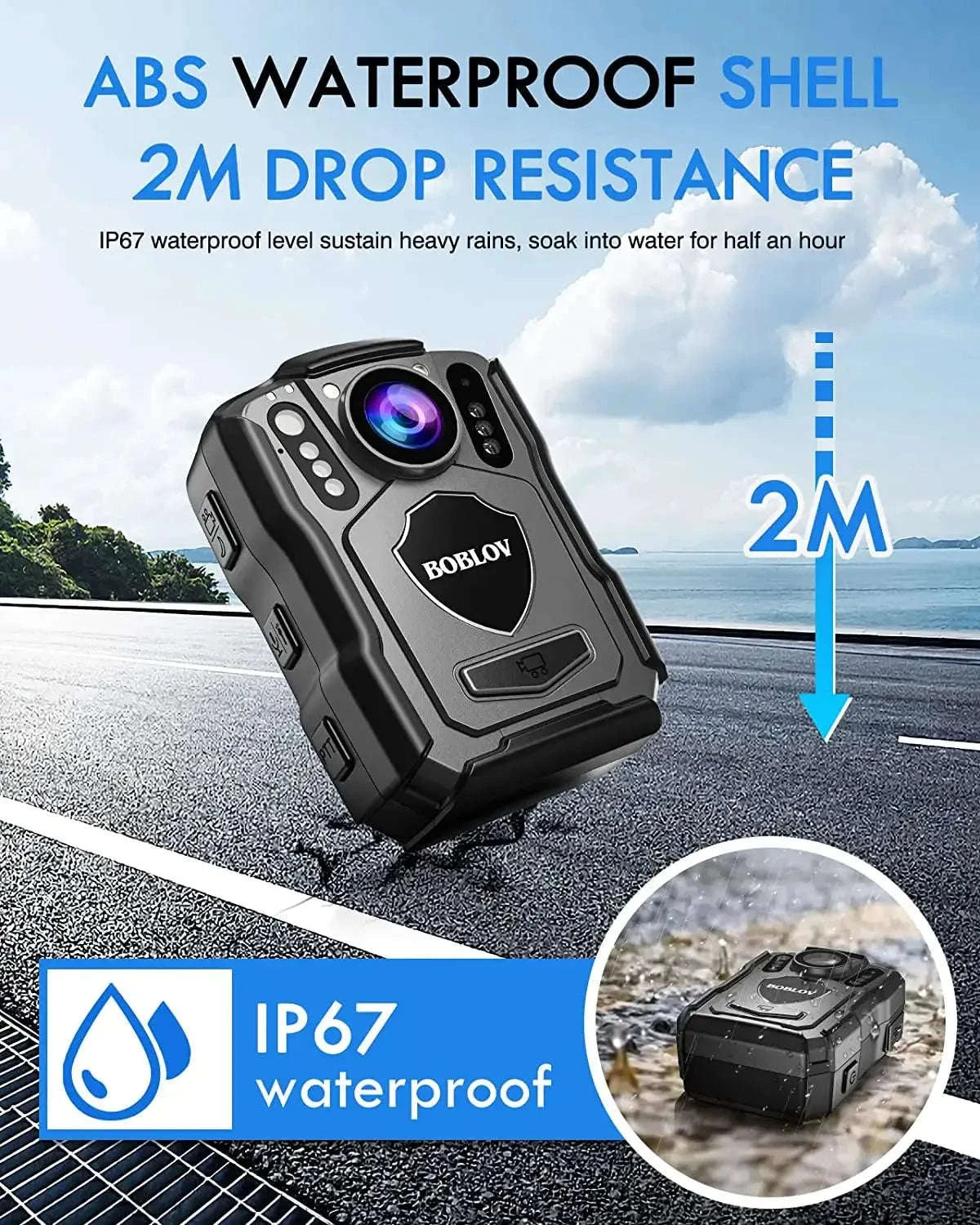 BOBLOV M5 Body Camera – 1440P Recording, Long Battery, Rugged Design-Built in 64GB / CHINA