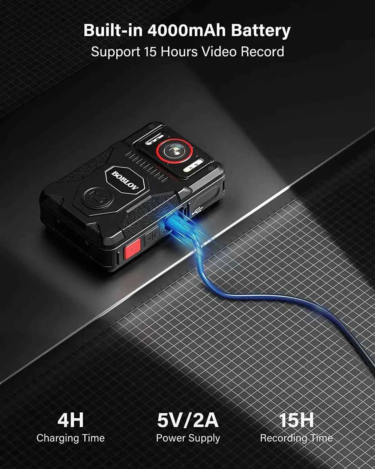 BOBLOV M7 Pro 4K GPS Body Camera – 4K Recording, Long Battery, Rotatable Lens