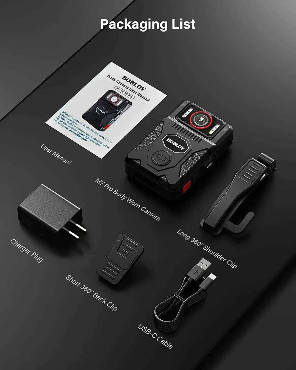 BOBLOV M7 Pro 4K GPS Body Camera – 4K Recording, Long Battery, Rotatable Lens