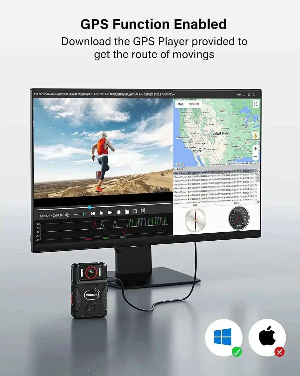 BOBLOV M7 Pro 4K GPS Body Camera – 4K Recording, Long Battery, Rotatable Lens