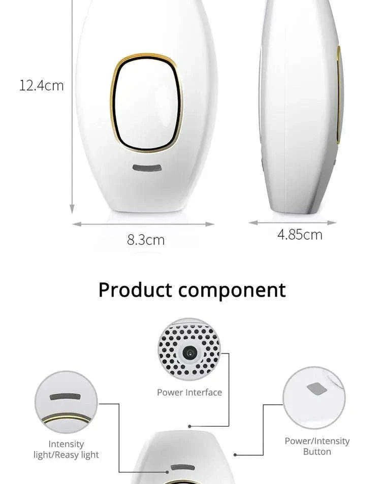 Body Bikini IPL Hair Removal Device, 500K Flashes-White / EU Plug