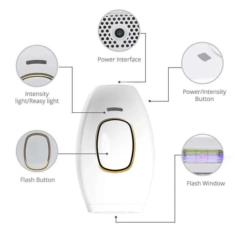 Body Bikini IPL Hair Removal Device 500K Flashes-White / EU Plug