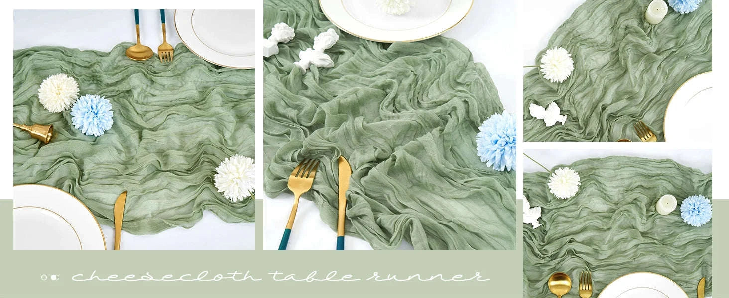 Boho Cheesecloth Table Runner – Semi‑Sheer Gauze Décor for Events-90x300cm / Beige