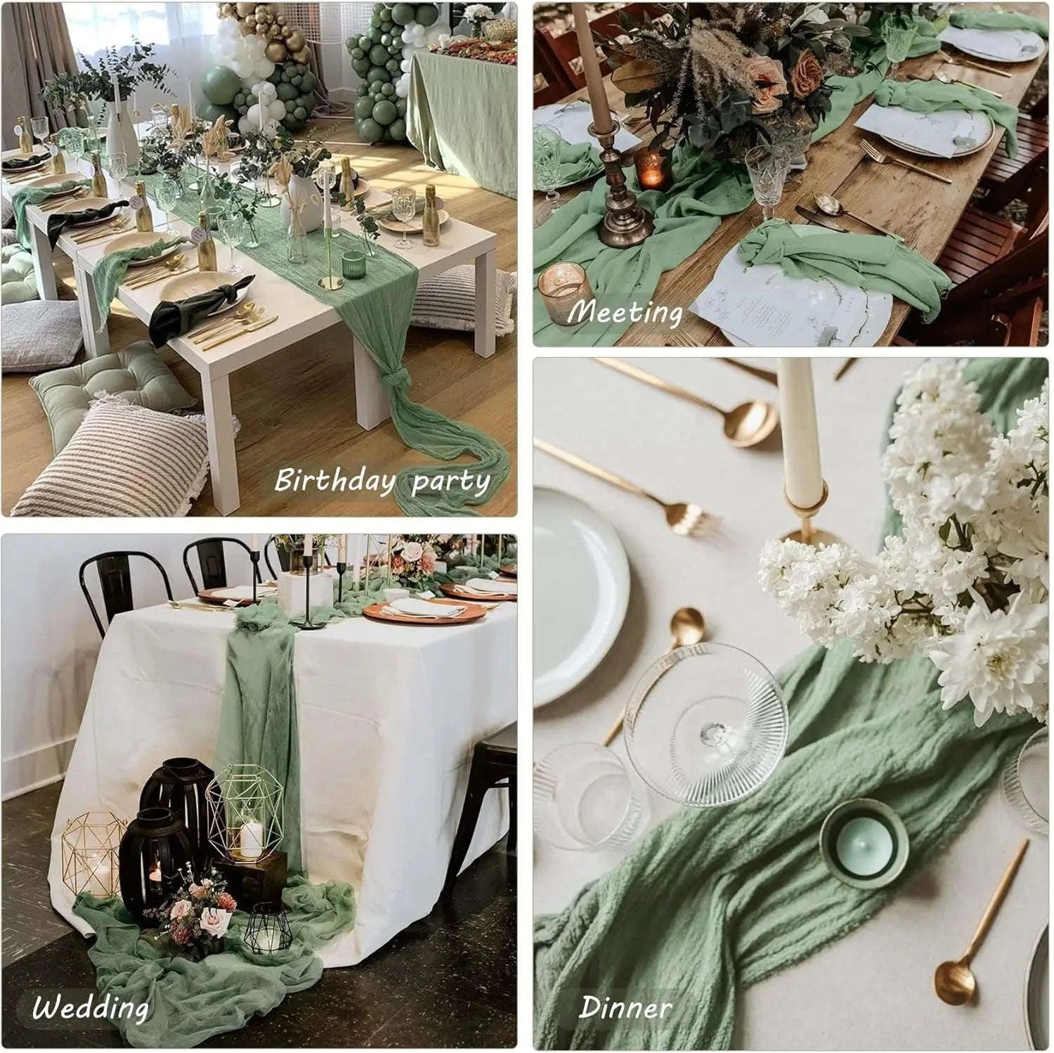 Boho Cheesecloth Table Runner – Semi‑Sheer Gauze Décor for Events-90x300cm / Beige