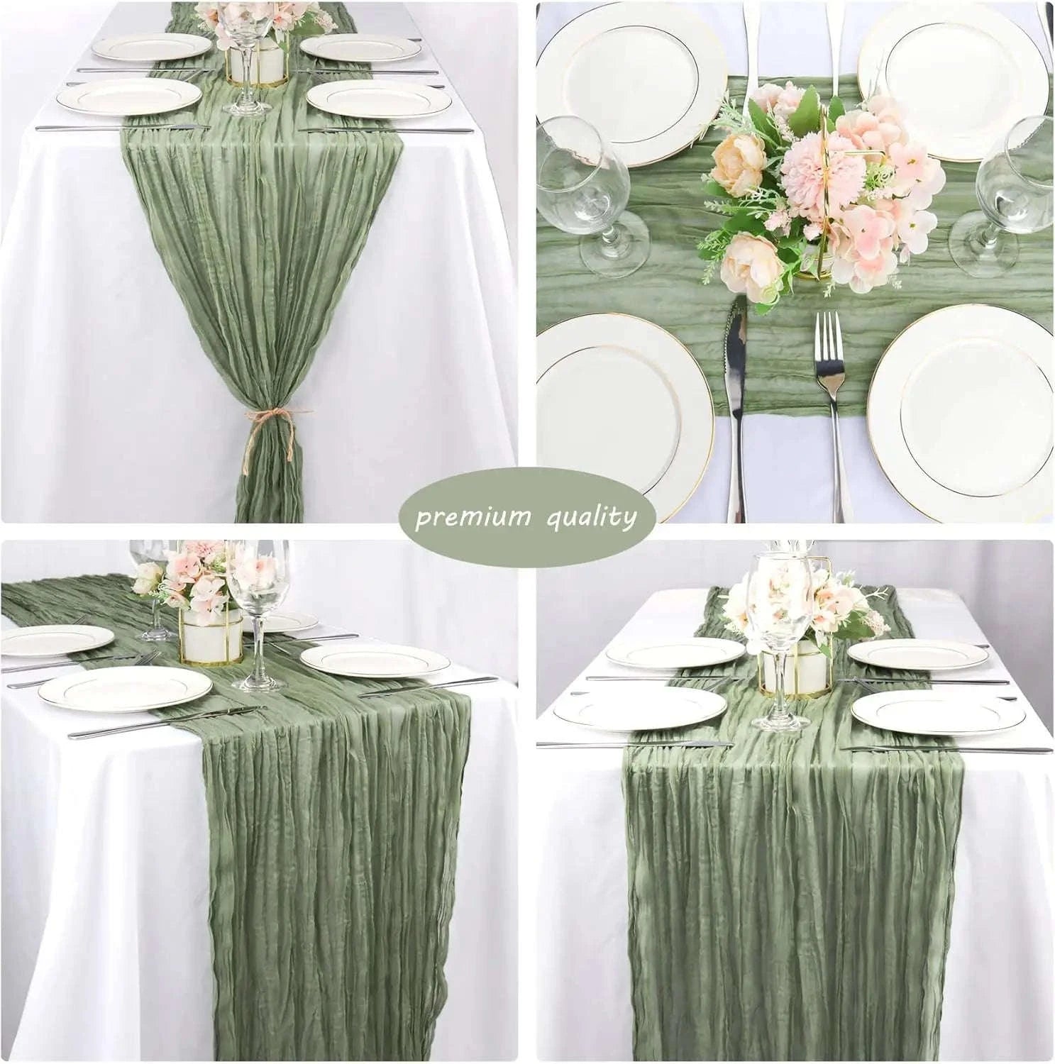 Boho Cheesecloth Table Runner – Semi‑Sheer Gauze Décor for Events-90x300cm / Beige