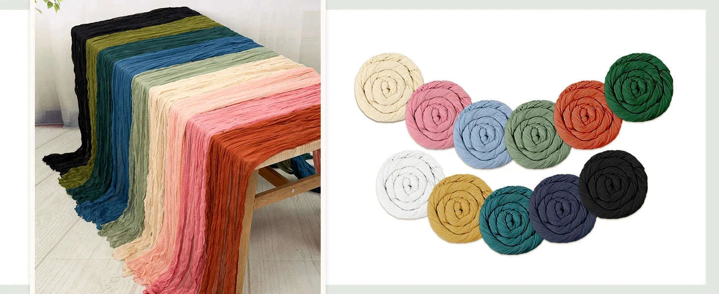 Boho Cheesecloth Table Runner – Semi‑Sheer Gauze Décor for Events-90x300cm / Beige