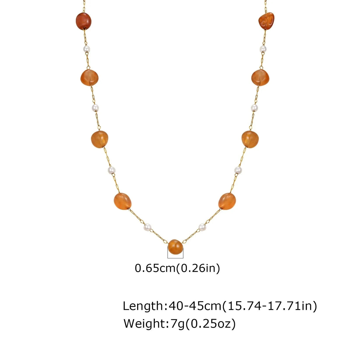 Boho Natural Stone Pearl Necklace for Women – Gold Chain Beach Style-NC-1907G01 / 40-45cm