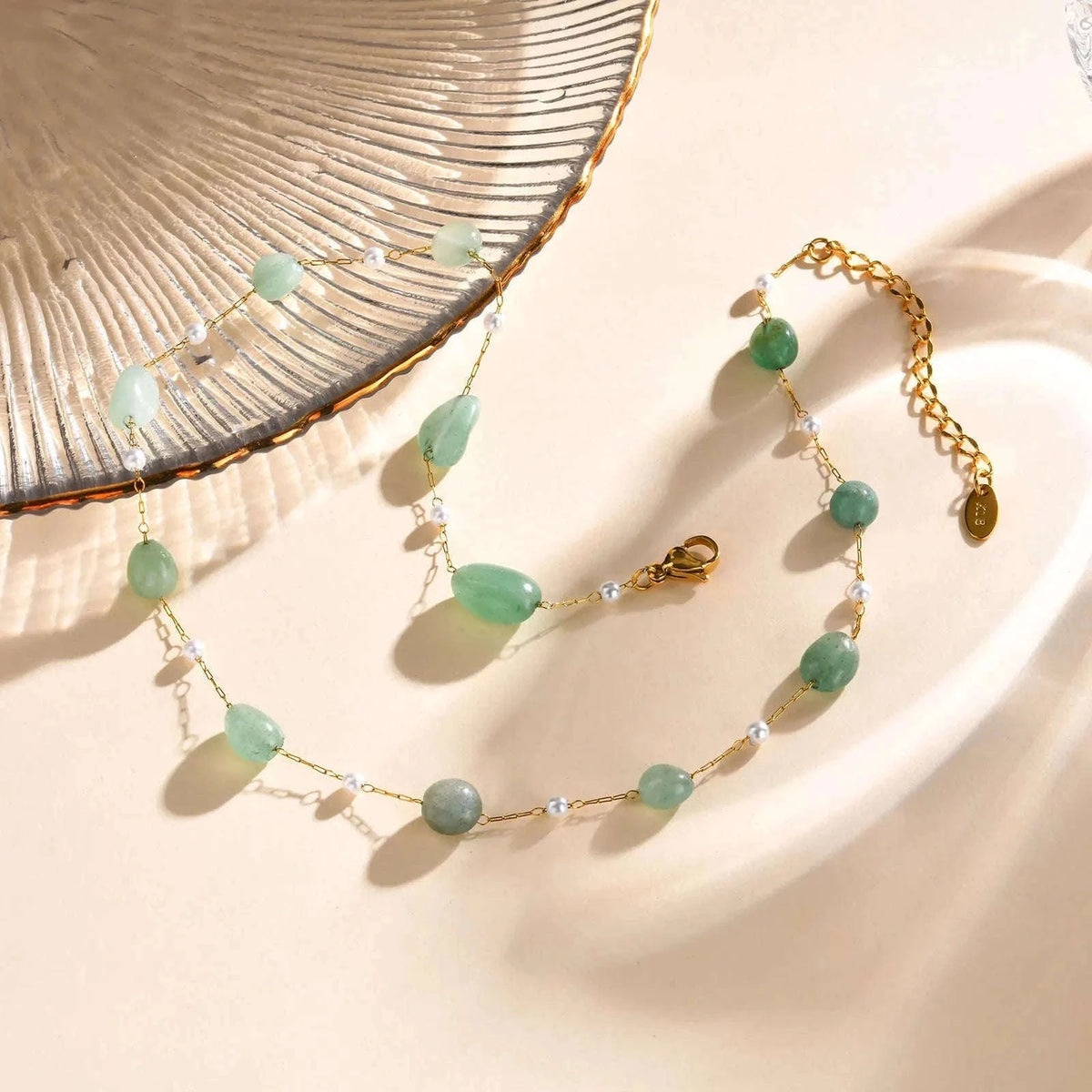 Boho Natural Stone Pearl Necklace for Women – Gold Chain Beach Style-NC-1907G01 / 40-45cm