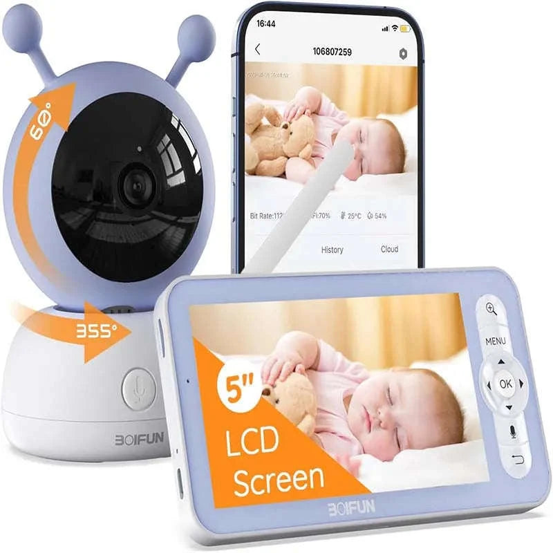 BOIFUN 2K WiFi Baby Monitor with 5'' Screen, 2-Way Talk-United States
