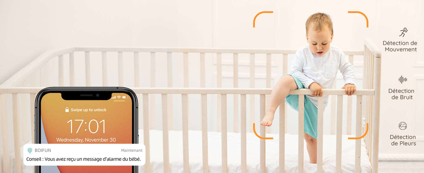BOIFUN 5" Baby Monitor with 1080P WiFi App Control-United States