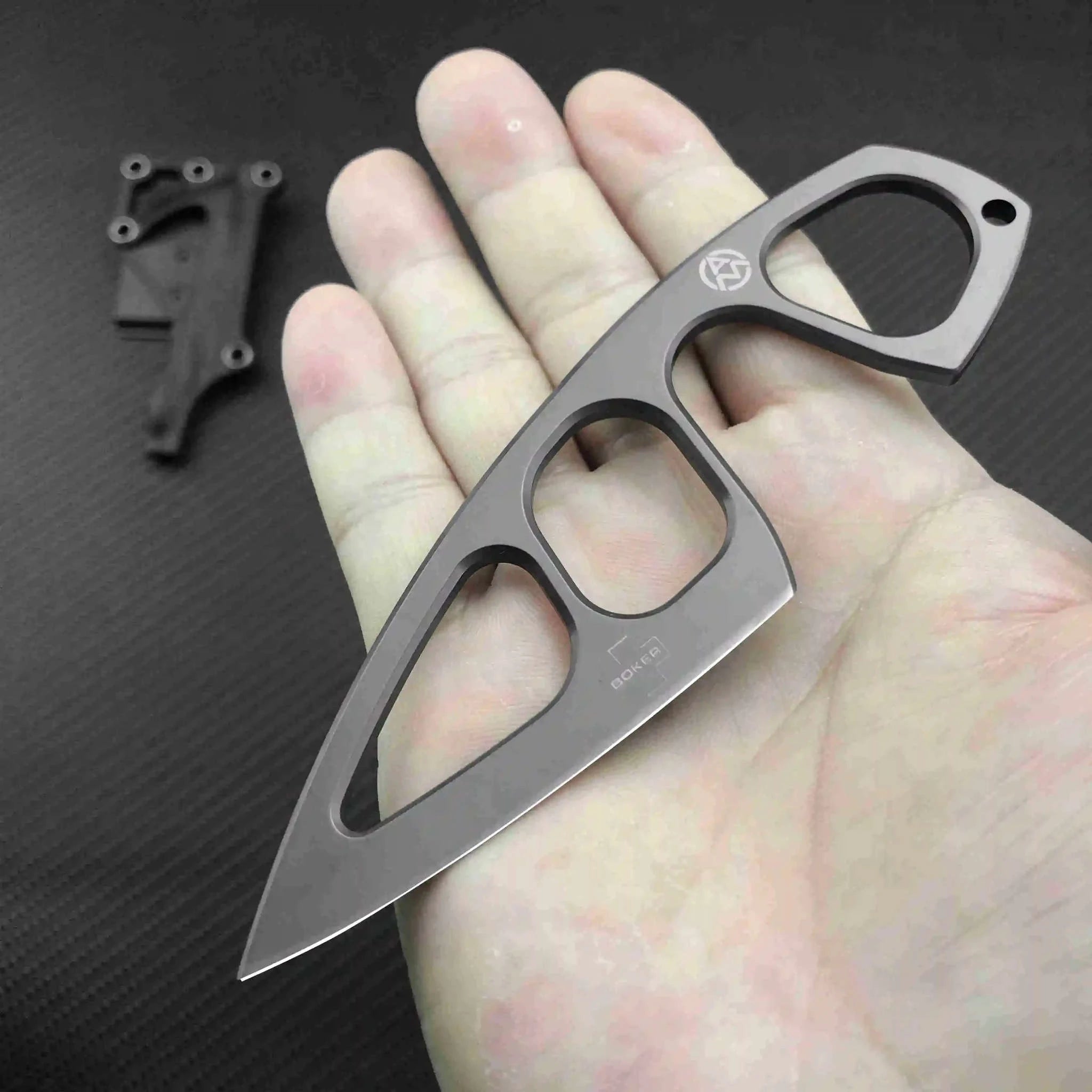 BOKER Pocket EDC Necklace Fixed Blade Knife with ABS Sheath-grey