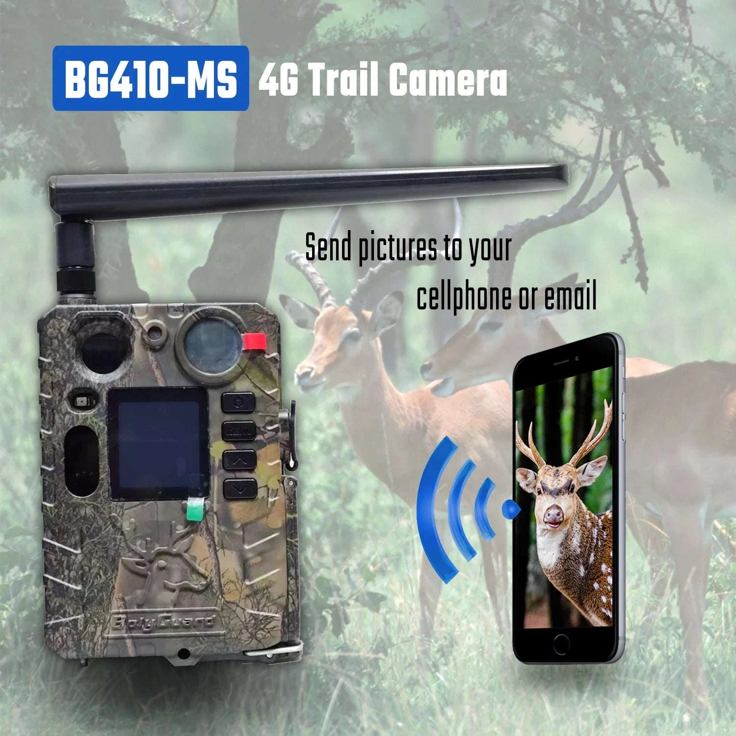 BolyGuard BG410-MS 4G LTE Trail Camera 4K 37MP Night Vision-With solar charger